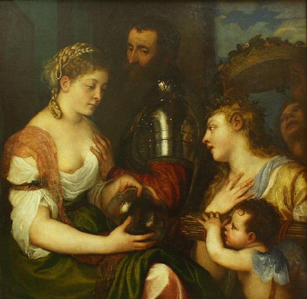 Titian Conjugal allegory  Louvre oil painting picture