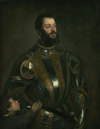 Titian Portrait of Alfonso d'Avalos (1502-1546), in Armor with a Page Sweden oil painting art