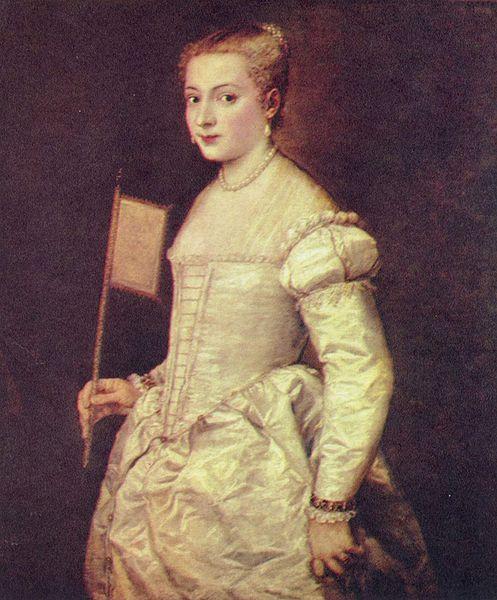 Titian Portrat einer Dame in Weib oil painting picture