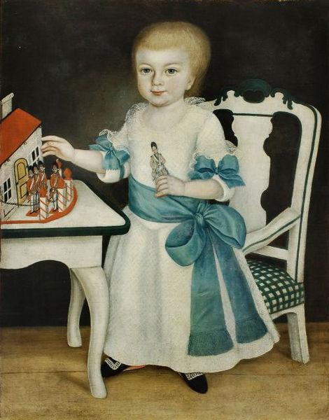 Anonymous Child with toy soldiers oil painting image