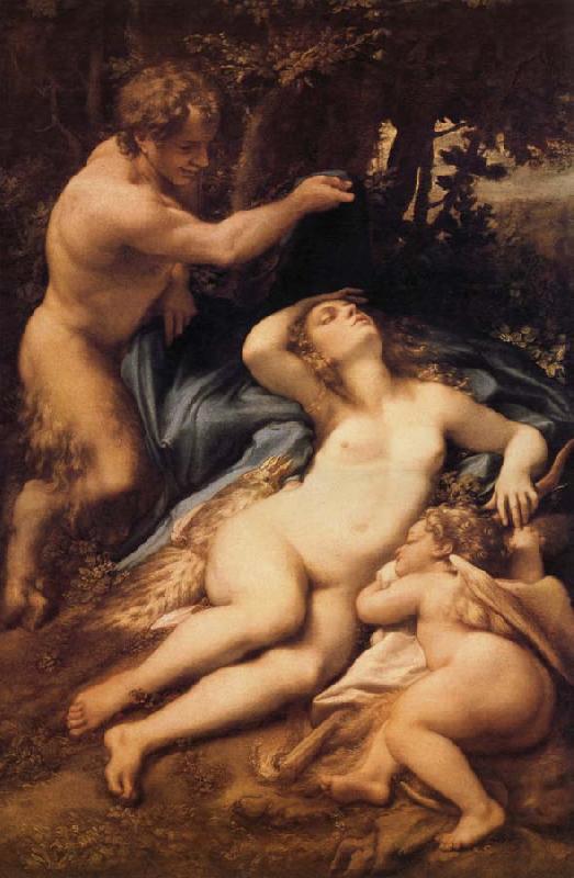 Correggio Venus,Satyre et Cupidon Sweden oil painting art