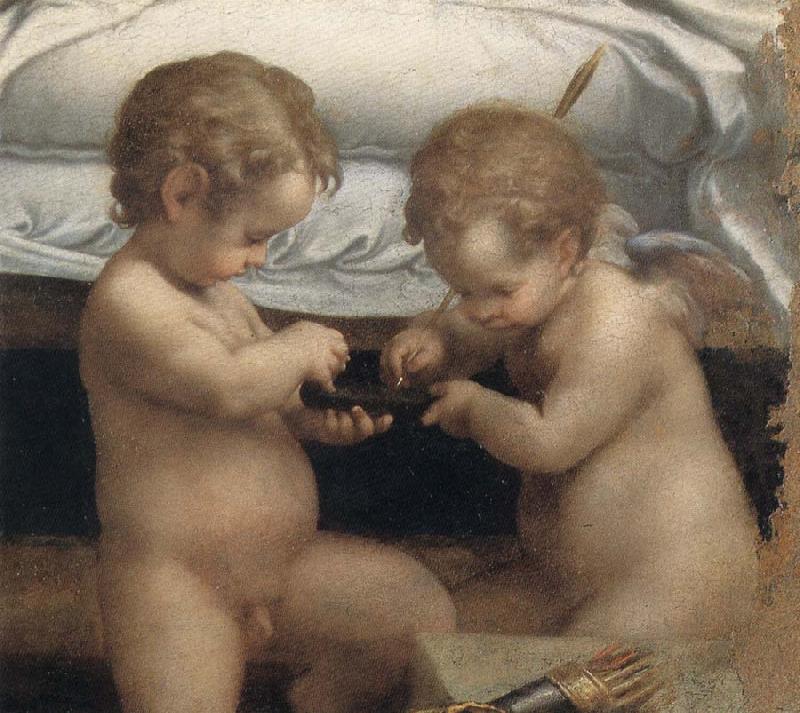 Correggio Danae,Detail of the two cupids Sweden oil painting art