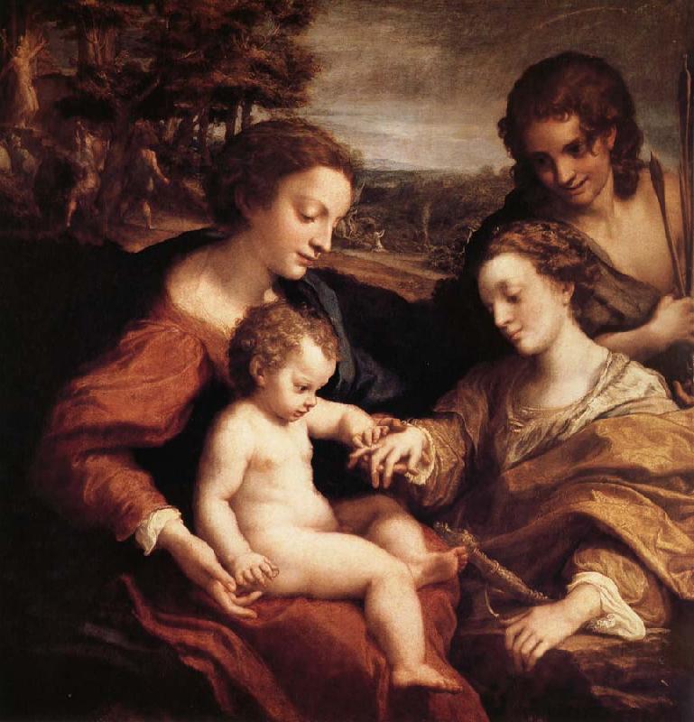 Correggio Le mariage mystique de sainte Catherine d'Alexandrie avec saint Sebastien oil painting picture