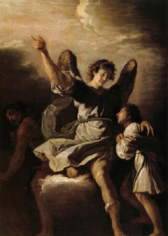 Fetti,Domenico L'ange gardien protegeant un enfant de l'empire du demon Sweden oil painting art