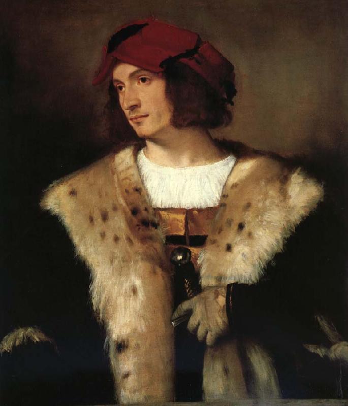 Titian Portrait of a man in a red cap Sweden oil painting art