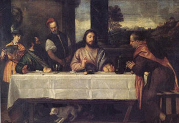 Titian The Supper at Emmaus (mk05) oil painting picture